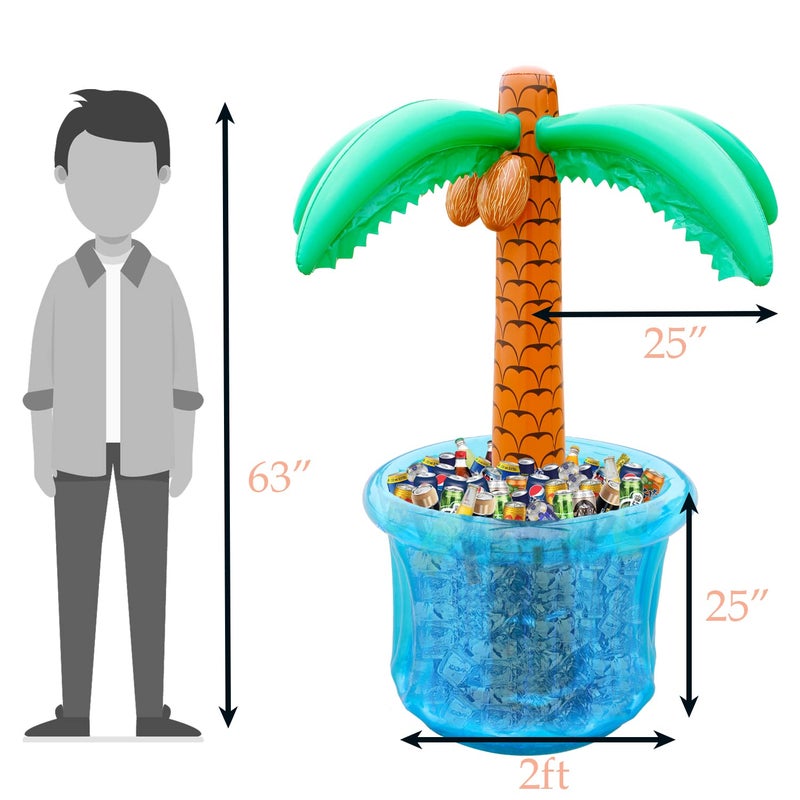 PARENTSWELL 63'' Inflatable Palm Tree Cooler, Tropical Luau Party Decorations, Inflatable Drink Cooler for Parties Jungle Hawaiian Birthday Party Decorations Palm Tree Decor - Image 5